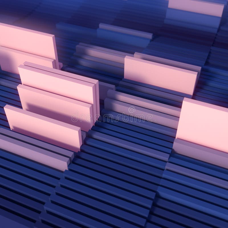 Abstract form of pushing a stack element. Modern pattern, multi colored background. Creative design. 3d rendering digital illustration
