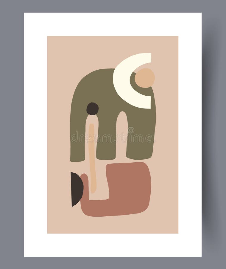 Abstract Forms Chaotic Objects Wall Art Print Stock Vector