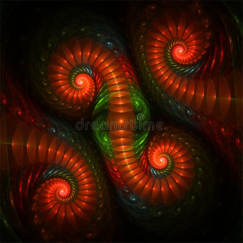 Abstract Digital Fractal Spiral Art On Stock Illustration