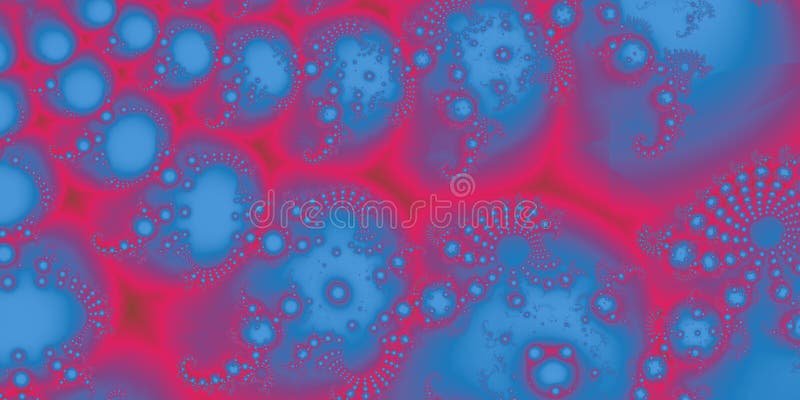 Abstract fractal artwork featuring a bubble pattern in blue and red with intricate details and a futuristic look, Generative AI royalty free illustration