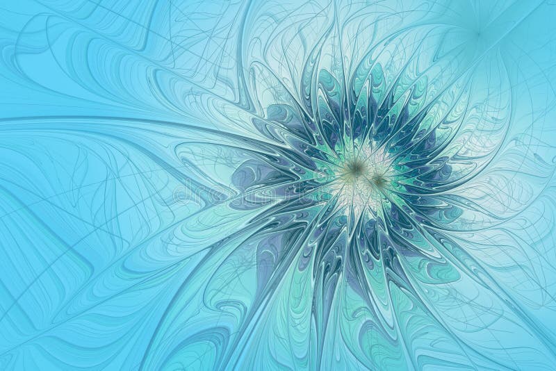 Abstract fractal background similar to a blue fan.