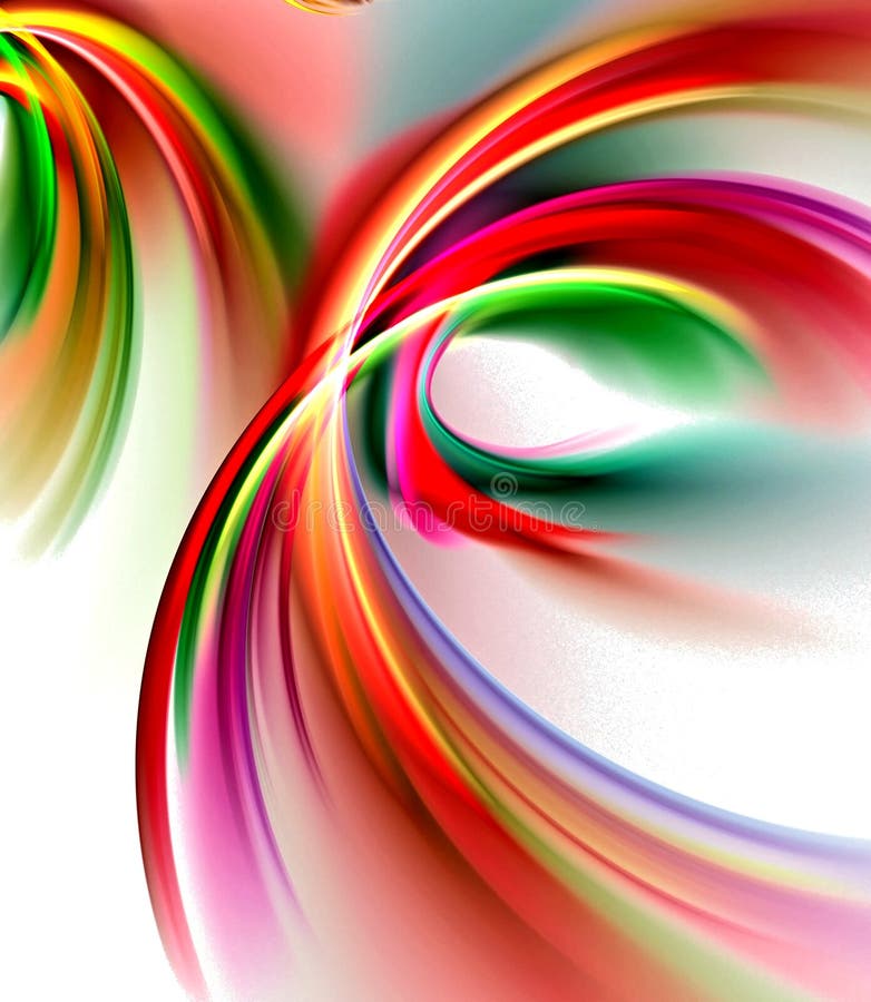 Abstract, fractal, computer image of a bright rainbow on a light background for space royalty free illustration