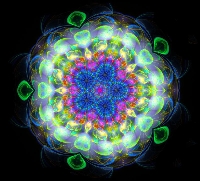 Abstract fractal futuristic colourful flower pattern vector illustration Abstract fractal futuristic colourful flower pattern vector illustration