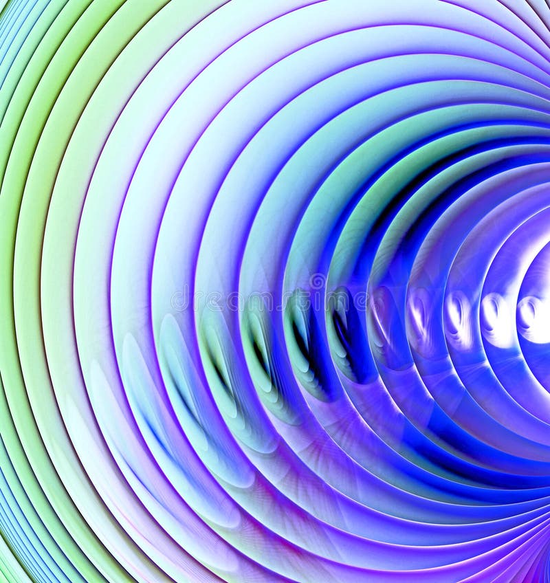 Abstract fractal image of multi-colored circles and curves with a blue tint on a light background vector illustration