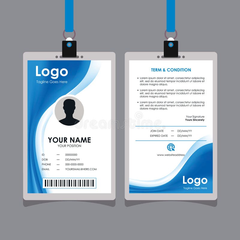 Abstract Fresh Clean Blue Wavy Id Card Design, Professional Identity Card Template Vector for Employee and Others. Abstract Fresh Clean Blue Wavy Id Card Design, Professional Identity Card Template Vector for Employee and Others