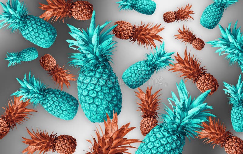 Abstract Fruit Background with Colorful Pineapples. Bright Fruit Concept  Stock Photo - Image of frame, bright: 143378608