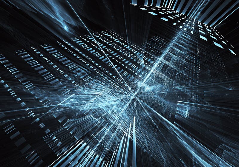Fractal art - computer 3D image, technological background stock illustration