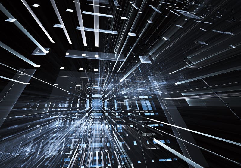 Fractal art - computer 3D image, technological background vector illustration