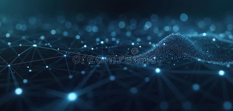 Abstract futuristic background displays network connection structure with glowing dots, lines. Geometric design evokes modern stock photo