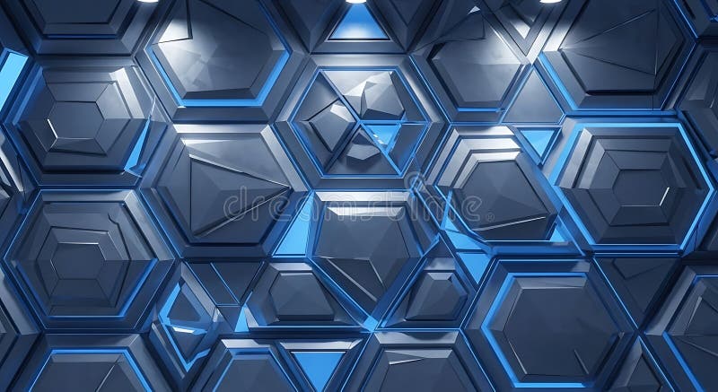 Futuristic Blue Hexagon Grid Technology Background royalty free illustration