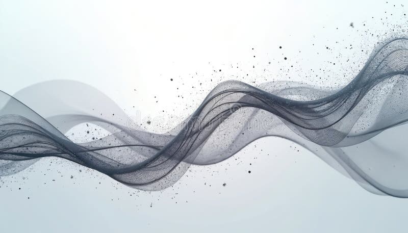 Abstract futuristic background featuring digital dynamic wave of particles. Black net mesh structure with glow. Big data stock illustration