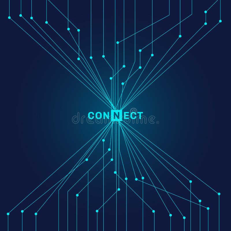 Abstract futuristic blue circuit board on dark background digital technology connecting concept royalty free illustration