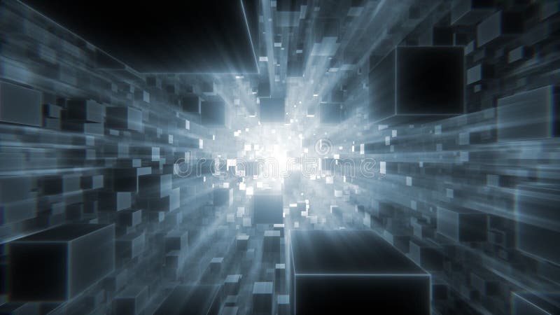 Abstract Futuristic Cubes Tunnel VJ Loop vector illustration