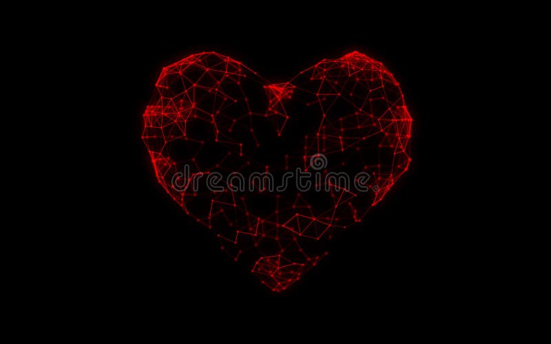 Love heart blockchain network concept with particles background royalty free illustration