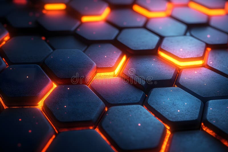 Abstract Futuristic Hexagonal Pattern with Glowing Edges for Digital Design Generative AI royalty free illustration
