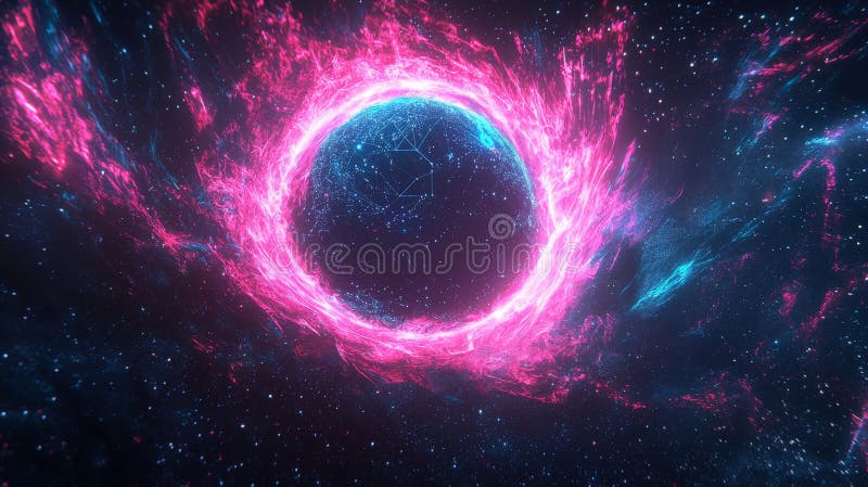 An abstract, futuristic high-tech digital sphere set against a dark space, embodying a modern design concept royalty free stock photography