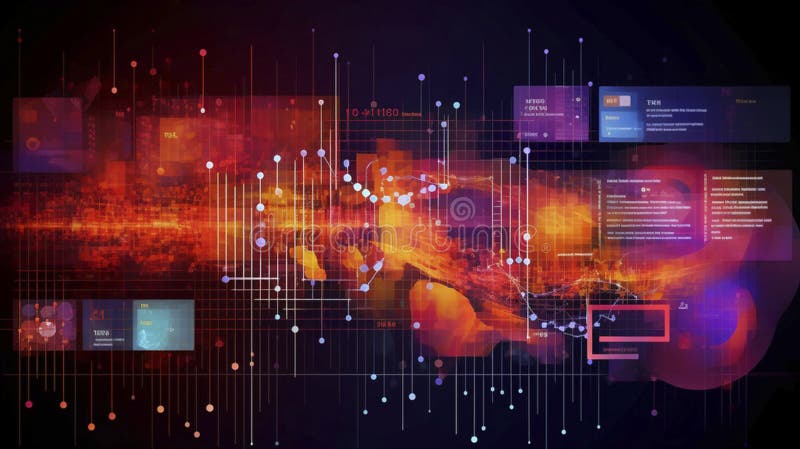 Abstract Futuristic infographic with Visual data complexity, represent Big data concept, node base programming. royalty free illustration