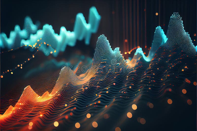 Abstract Futuristic infographic with Visual data complexity , represent Big data concept, node base programming stock illustration