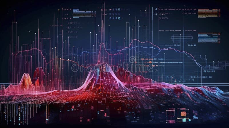 Abstract Futuristic infographic with Visual data complexity, represent Big data concept, node base programming. royalty free illustration