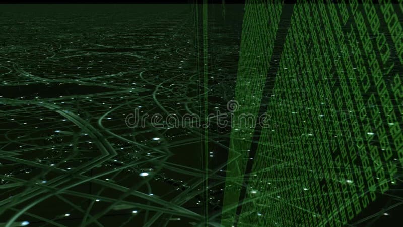Abstract futuristic matrix effect animation with computer code streams royalty free illustration
