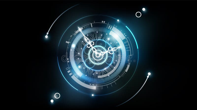 Abstract Futuristic Technology Background with Clock concept and Time Machine, Can rotate clock hands, vector illustration