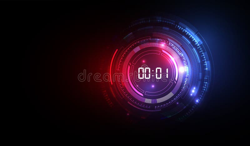 Abstract Futuristic Technology Background with Digital number timer concept and countdown, vector transparent stock illustration