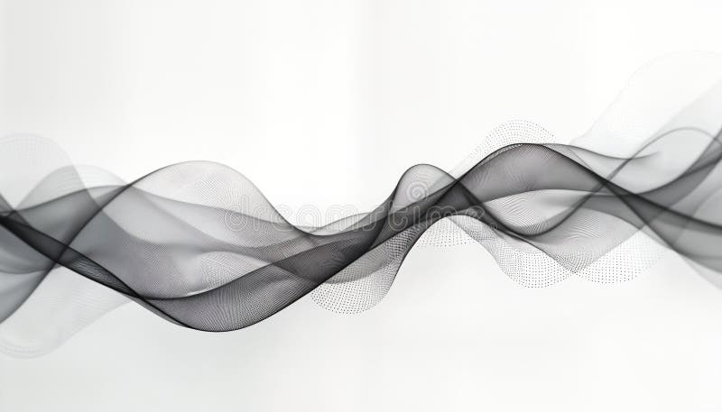 Abstract futuristic wave design. Dynamic black, white particles form flowing wave. Modern digital style. Big data visualization stock illustration