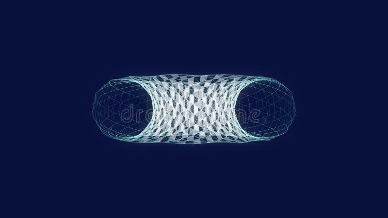 Abstract futuristic wireframe torus shape with grid on blue. Concept for technology and science. vector illustration