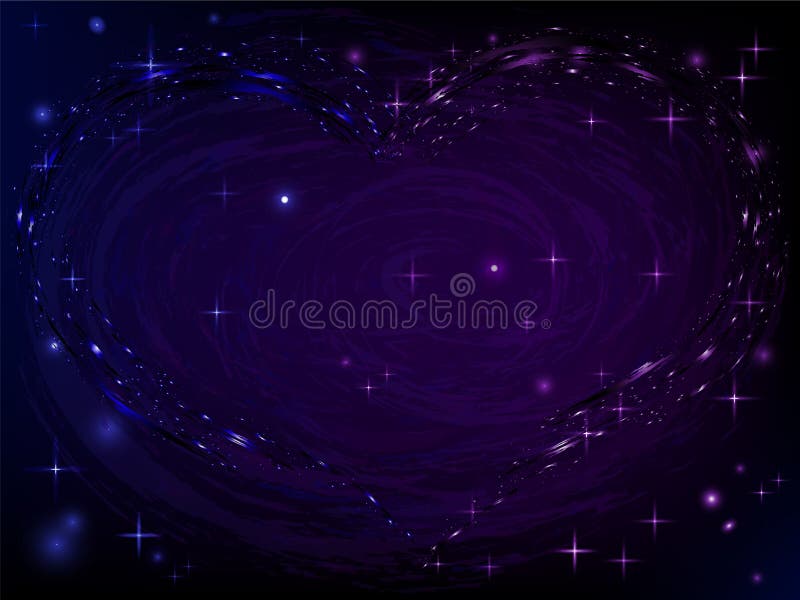 Abstract galaxy space background with star heart, cosmic deep space background