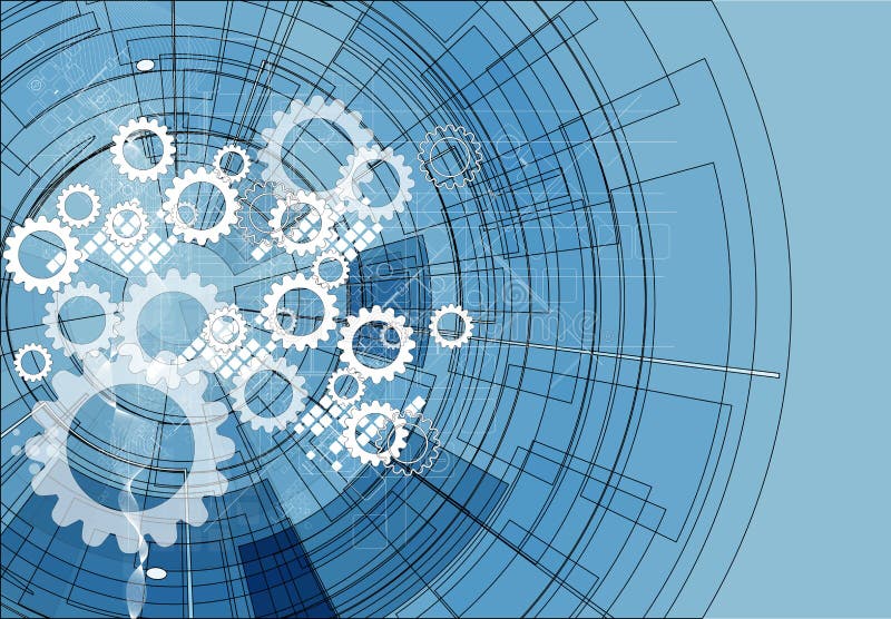 Abstract gear digital computer technology business background royalty free illustration