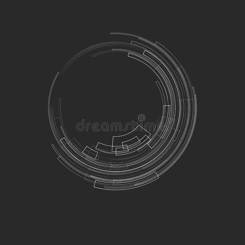 Abstract geometric background with concentric circles Light circles on a gray background graphic geometric lines Technology