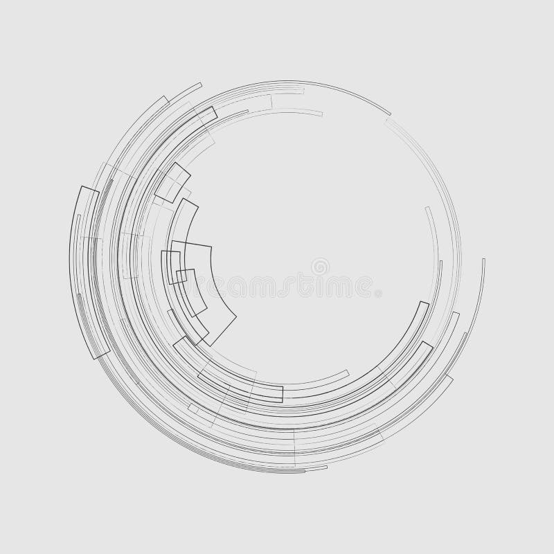 Abstract geometric background with concentric circles Light circles on a gray background graphic geometric lines Technology