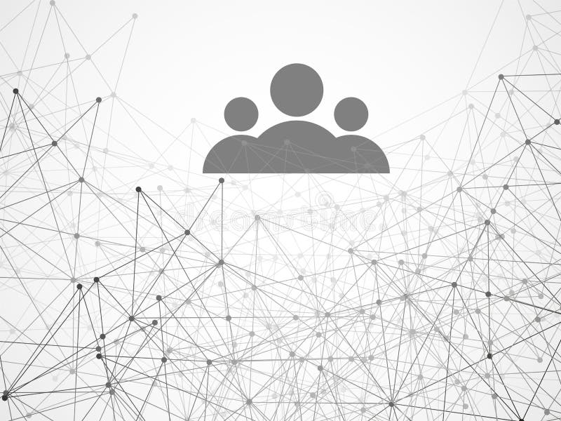 Abstract geometric background with connecting dots and lines, user account flat icon for apps. Modern technology concept stock illustration Abstract geometric background with connecting dots and lines, user account flat icon for apps. Modern technology concept stock illustration