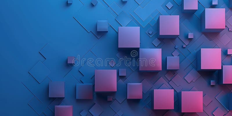 Abstract Geometric Background with 3D Cubes in Blue and Pink Tones royalty free illustration