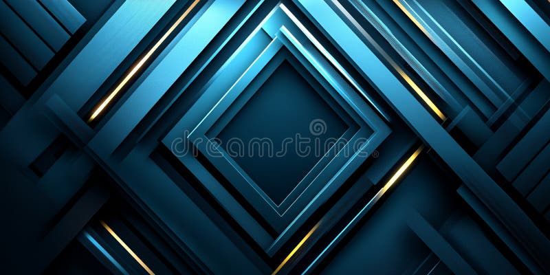 Abstract Geometric Background Deep Blue Gold Interlocking Shapes Modern Design vector illustration