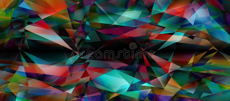 Abstract geometric background for design. Many colorful triangles in a chaotic mess. Panoramic background stock images