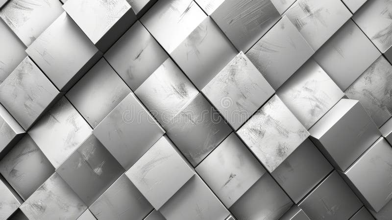 Abstract geometric background with a grid of stacked gray squares. A modern design concept with a 3D effect stock illustration