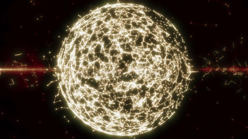 Abstract geometric background with moving lines, dots and triangles. Plexus fantasy abstract technology. Sphere, globe royalty free illustration