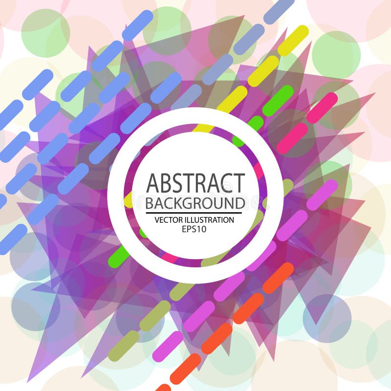 Abstract geometric background with multicolored vector from circles, triangles, lines and ovals for screen saver, banner. royalty free illustration
