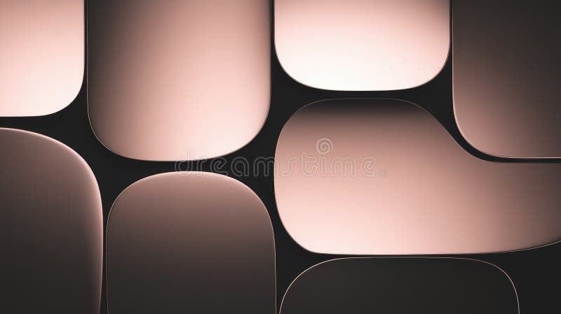 Abstract geometric background with smooth shapes in soft hues of beige and black. This image features an abstract composition of smooth, rounded geometric shapes in varying sizes. The color palette consists of soft beige tones contrasted with black, creating a modern and elegant aesthetic. The interplay of light and shadow adds depth to the shapes, enhancing their fluidity and curvature. This visually appealing background could be used in various design contexts, including digital art, wallpapers, or branding projects, to evoke a sense of sophistication and contemporary style. Made with Generative AI