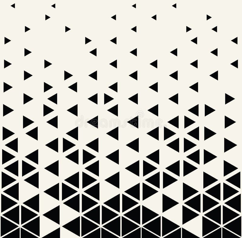 Abstract Geometric Black and White Deco Art Print Halftone Triangle ...