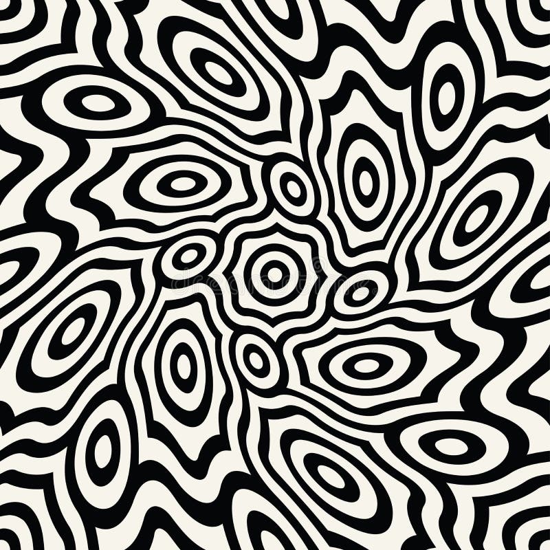 Abstract Geometric Black And White Graphic Design Print Floral Trippy