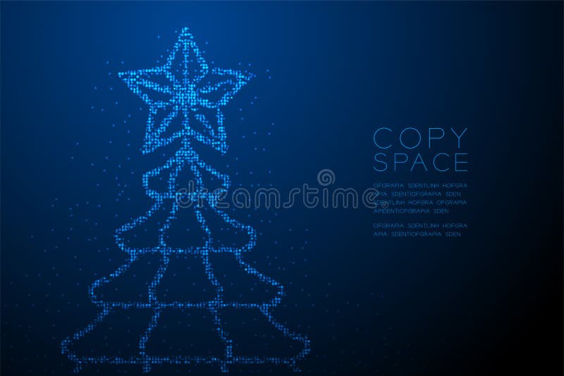 Abstract Geometric Bokeh circle dot pixel pattern Christmas tree with star shape, Happy New Year celebration concept design blue c royalty free illustration Abstract Geometric Bokeh circle dot pixel pattern Christmas tree with star shape, Happy New Year celebration concept design blue c royalty free illustration