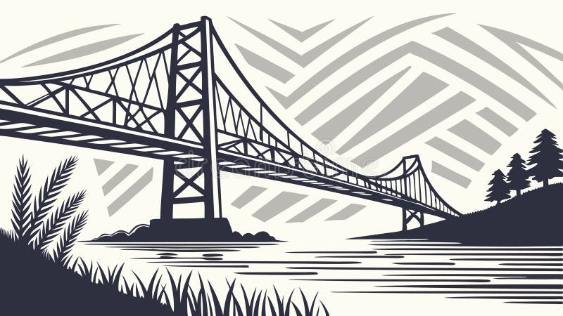Abstract Geometric Bridge Landscape Vector, vector design Generative AI vector illustration