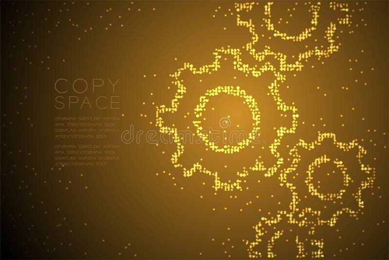 Abstract Geometric Circle dot pattern Engineering Gear shape, teamwork system concept design gold color illustration