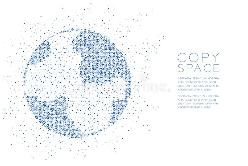 Astratto cerchio punto modello il globo Viso, il negozio progetto blu colore illustrazioni isolato su sfondo bianco copiare spazio, vettore un rettangolo che delimita l'area stampabile 10 