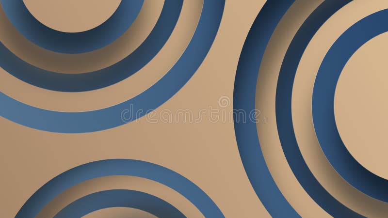 Abstract geometric circle pattern template that forming patterns with shadows and gradient on dark beige brown and blue background