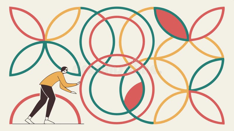 Abstract geometric circles pattern vector design Generative AI stock illustration