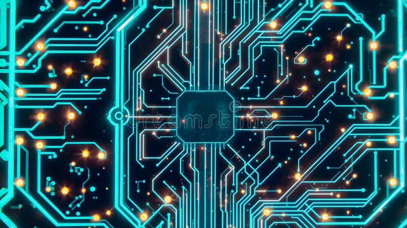 Abstract geometric circuit board design featuring intricate blue lines and pathways resembling electronic circuits royalty free illustration