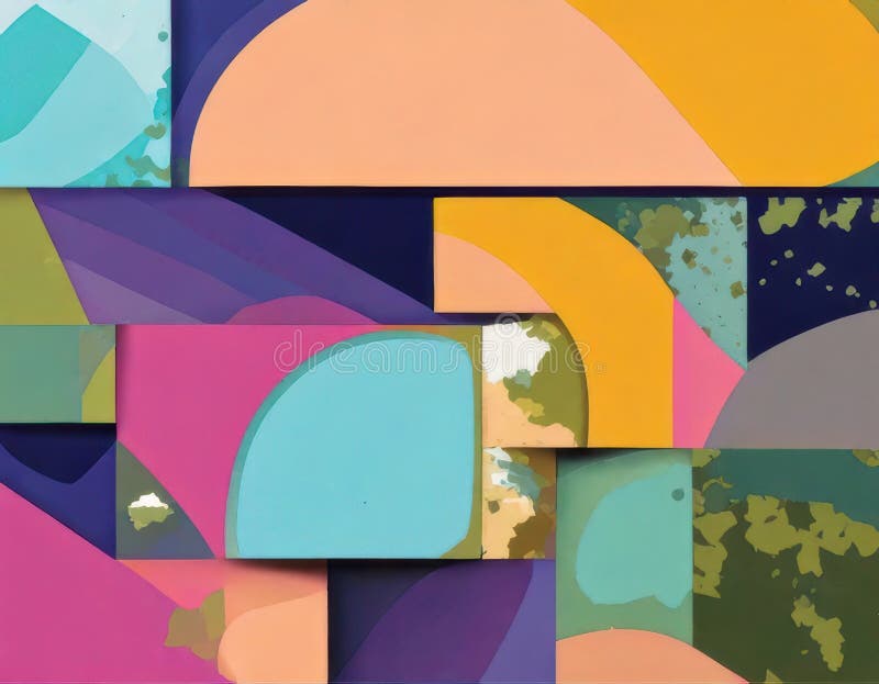 Abstract Geometric Color Block Art stock illustration